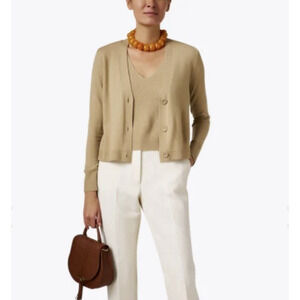 KOBI HALPERIN Florence Sand 100% Wool Two-Piece Sweater S Classic Luxury Office